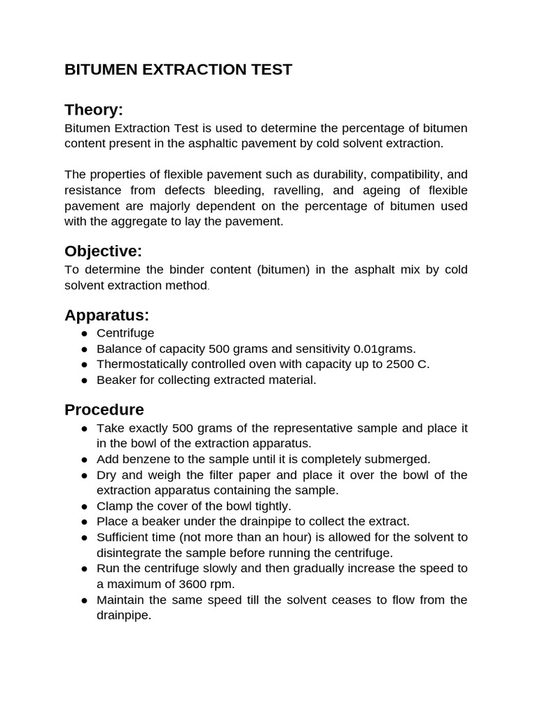Bitumen Extraction Test | PDF