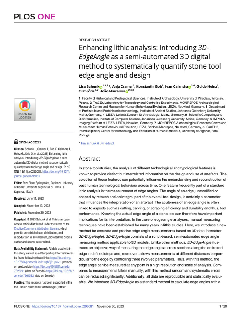 Enhancing Lithic Analysis Introducing 3D-EdgeAngle | PDF | Statistics ...