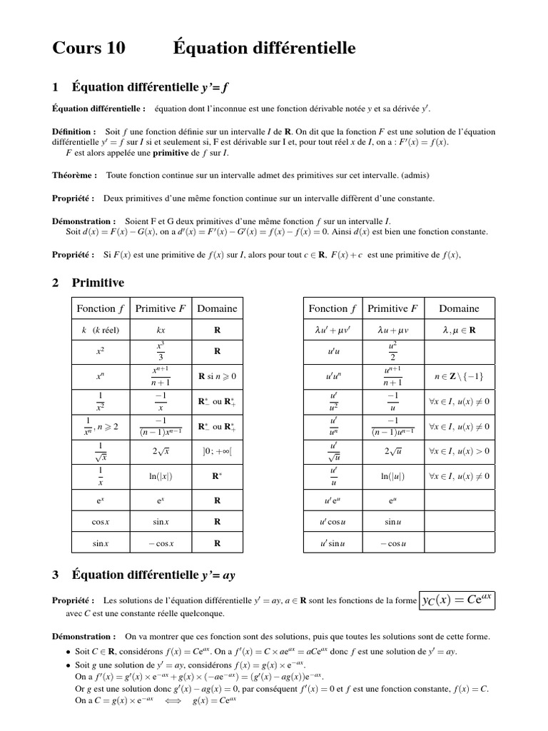 TSpe Equadiff | PDF | Fonction (Mathématiques) | Équation ...