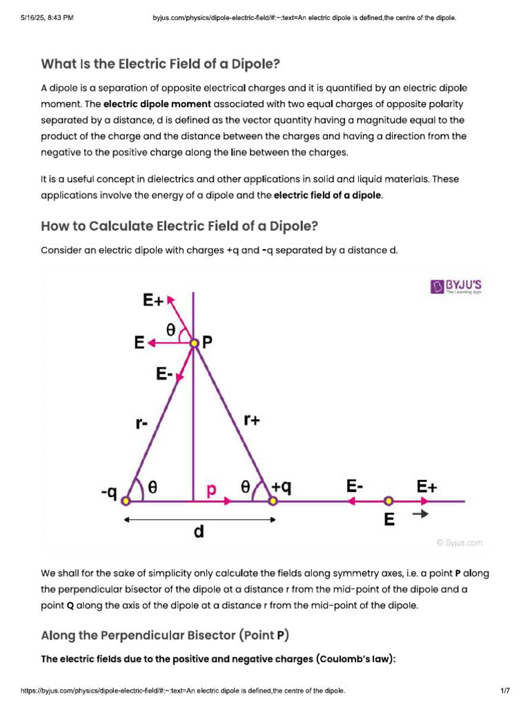 Dipole Practice | PDF