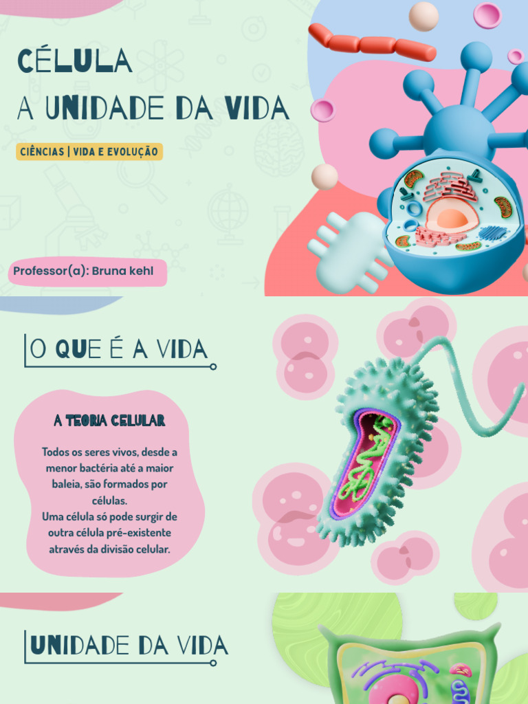 Célula A Unidade Da Vida Apresentação Educacional Ilustrada | PDF