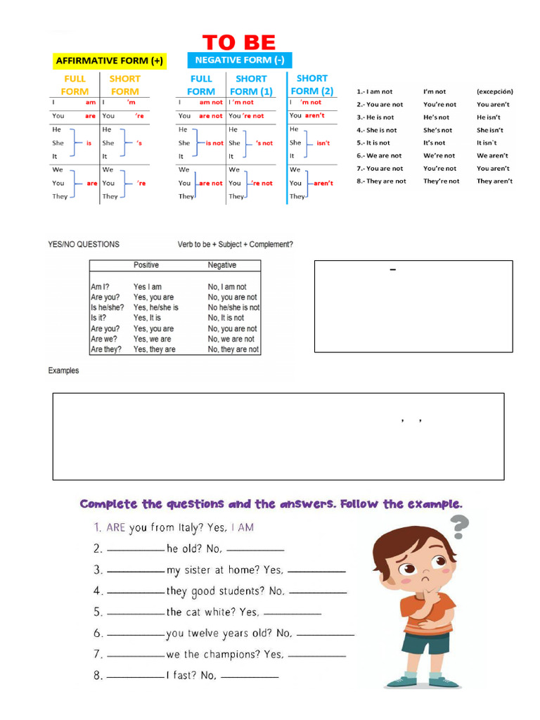 2 A - Grammar - Worksheet Verb To Be | PDF