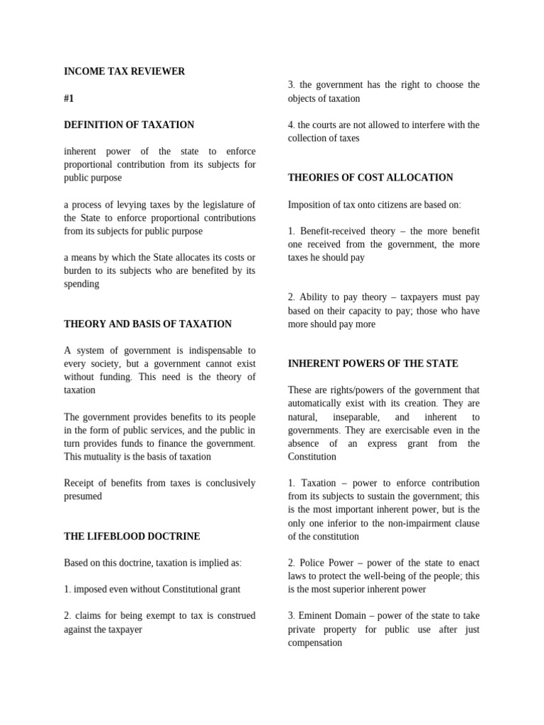 Income Tax Reviewer | PDF | Taxes | Taxation In The United States
