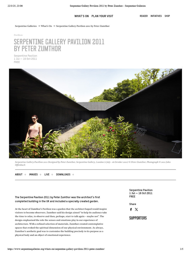 Serpentine Gallery Pavilion 2011 by Peter Zumthor - Serpentine ...