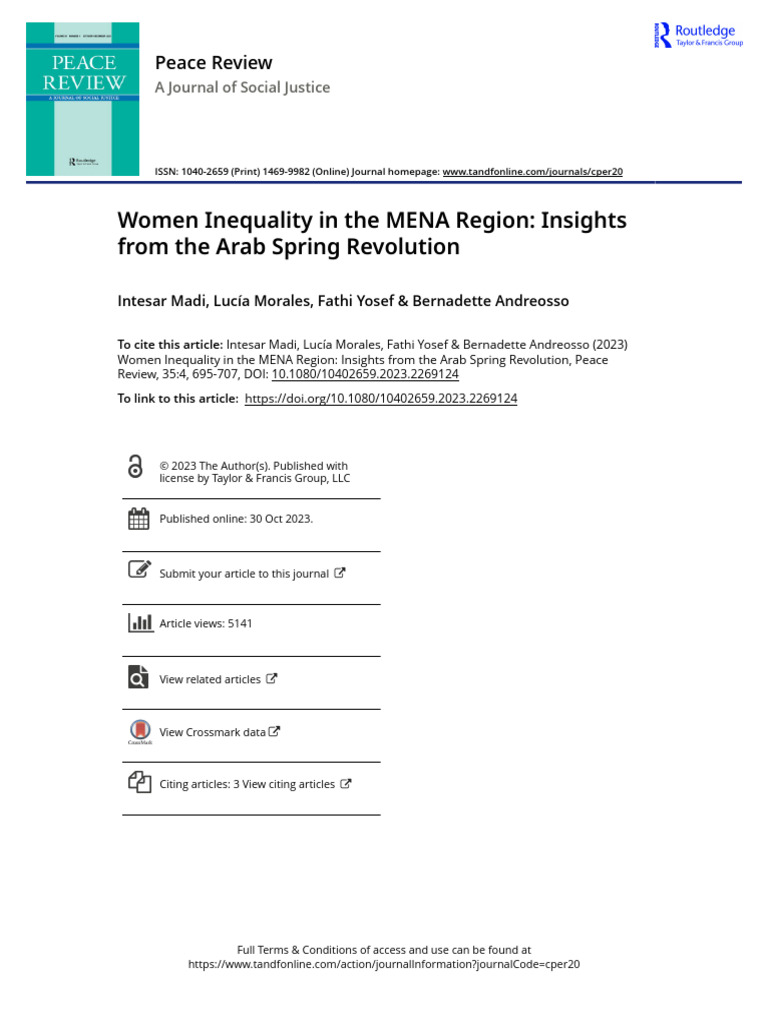 Women Inequality in The MENA Region Insights From The Arab Spring ...