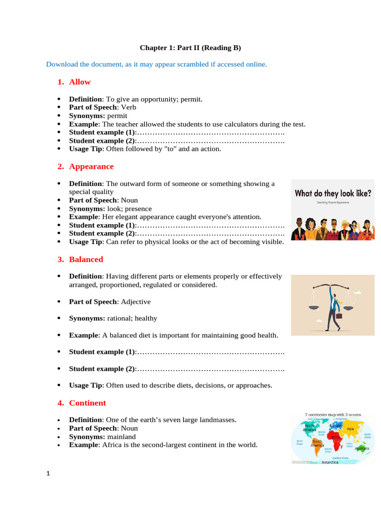 CH 1 Reading B | PDF | Part Of Speech | Adjective
