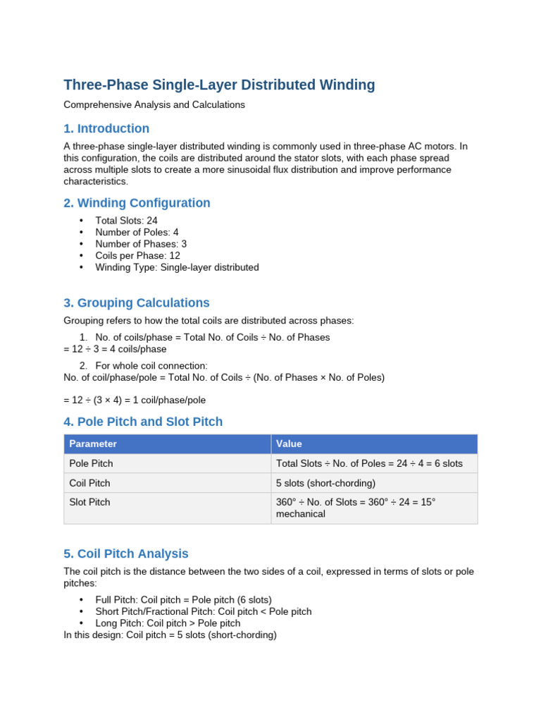 Three Phase Winding Analysis | PDF | Phase (Waves) | Inductor