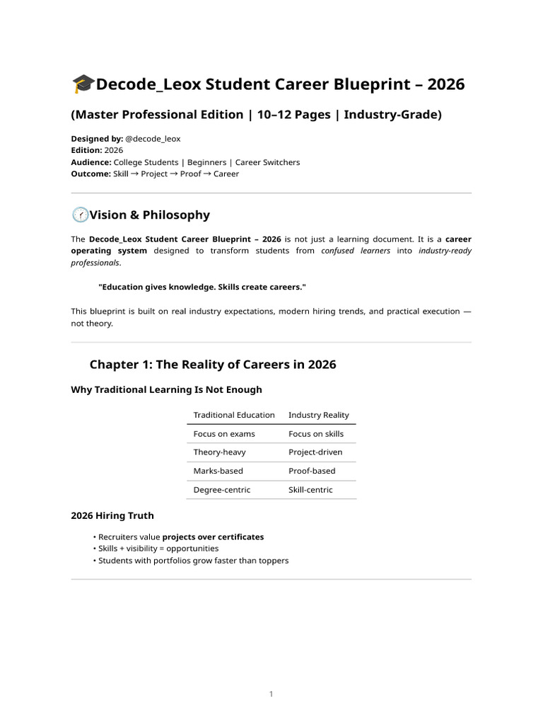 Decode - Leox Student Career Blueprint | PDF
