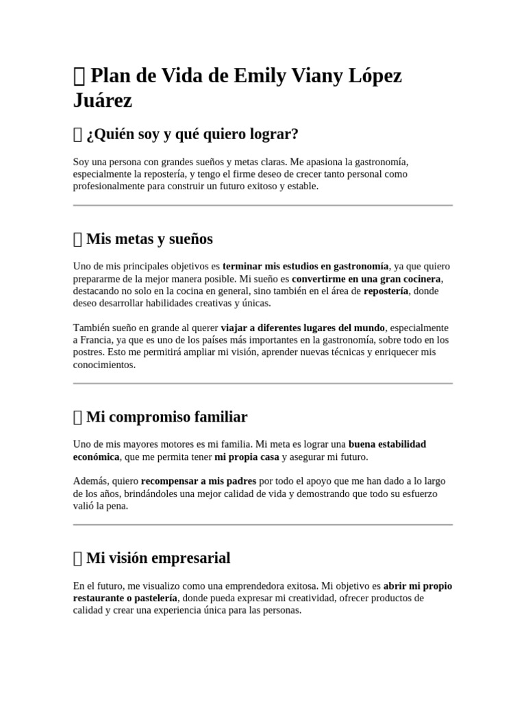 Plan de Vida de Emily Viany López Juárez | PDF