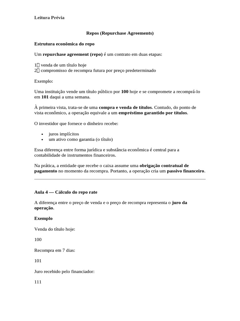 Repo | PDF | Juros | Contabilidade