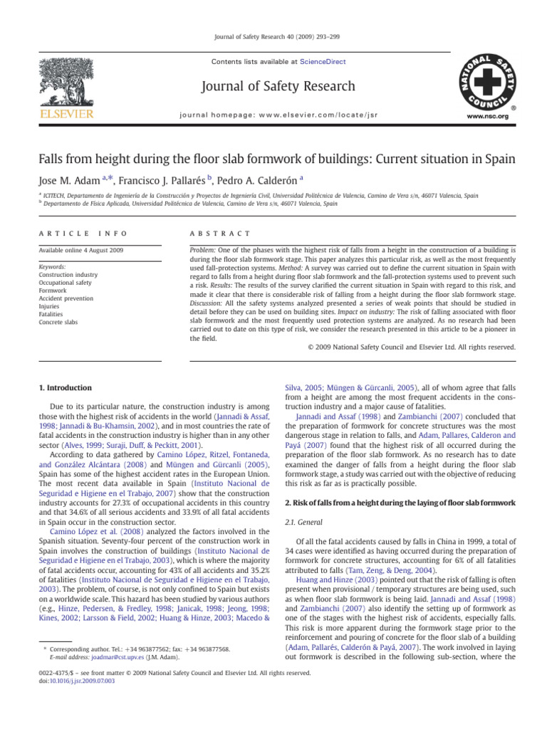 Falls From Height During The Floor Slab Formwork | PDF | Scaffolding | Risk