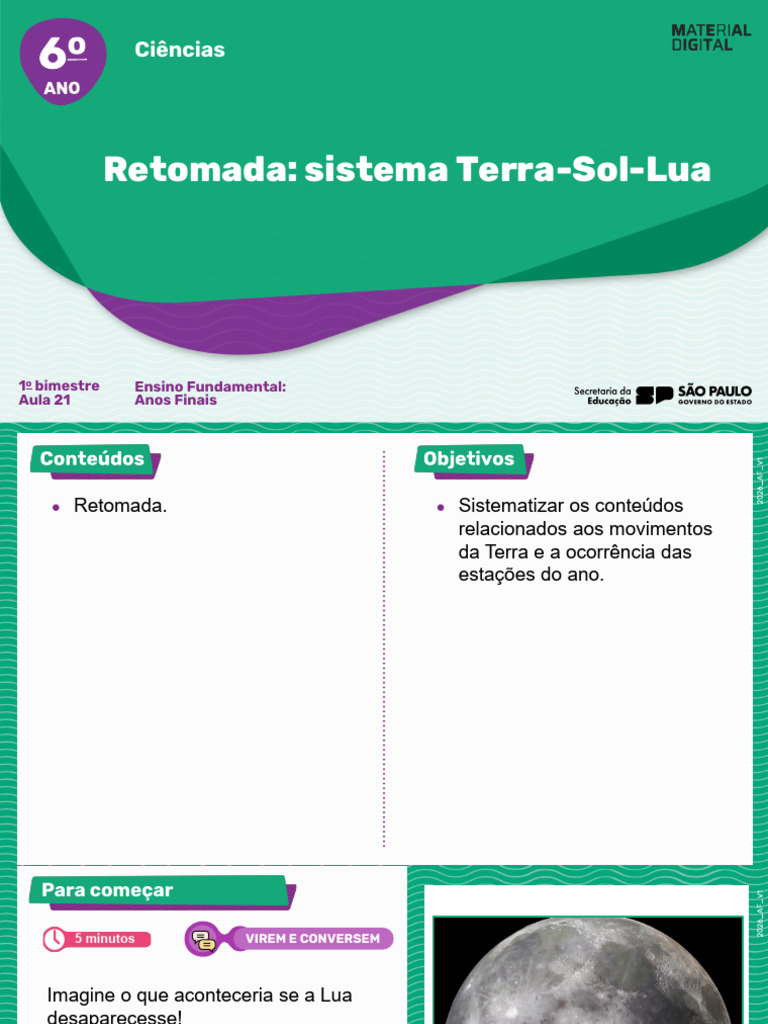 Aula 21 - Retomada - Sistema Terra - Sol - Lua (Versão2) | PDF | Lua ...