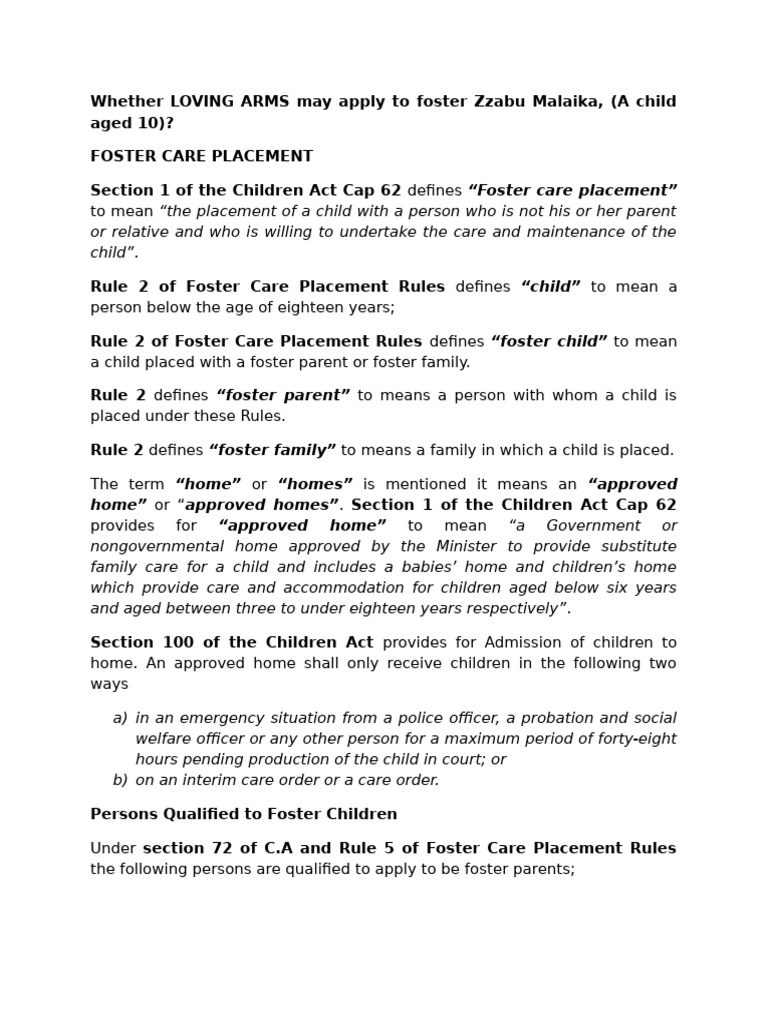 Foster Care Placement | PDF | Justice | Crime & Violence