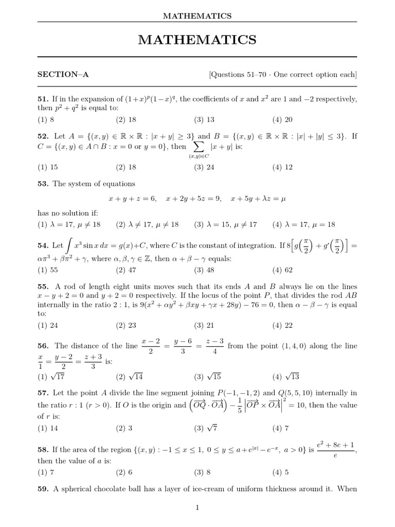 Mathematics Question Paper Q51!75!1 | PDF | Ratio | Mathematics