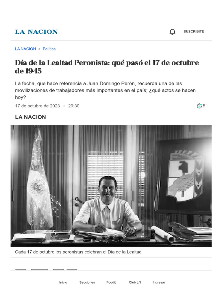 Día de La Lealtad Peronista - Qué Pasó El 17 de Octubre de 1945 - LA ...