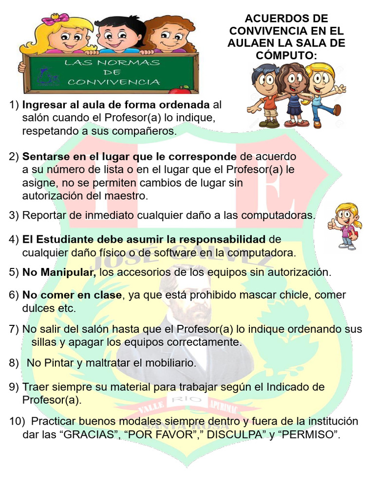 Acuerdos de Convivencia en El Aulaen La Sala de Cómputo | PDF