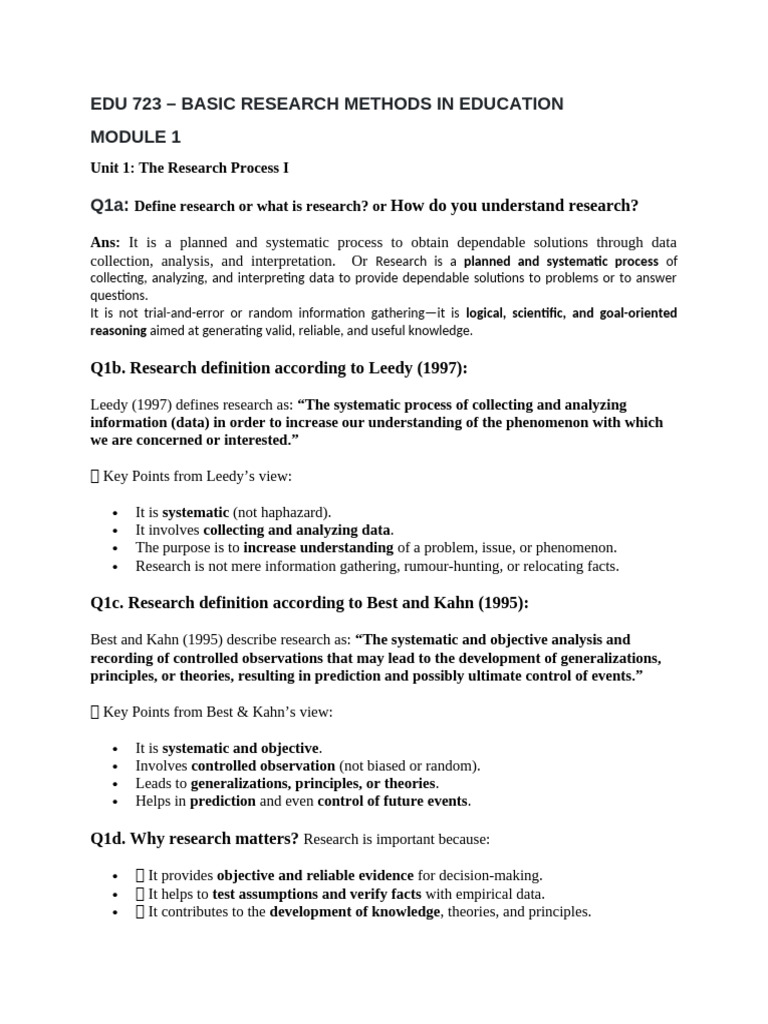 Edu 723 - Basic Research Methods in Education | PDF | Methodology ...