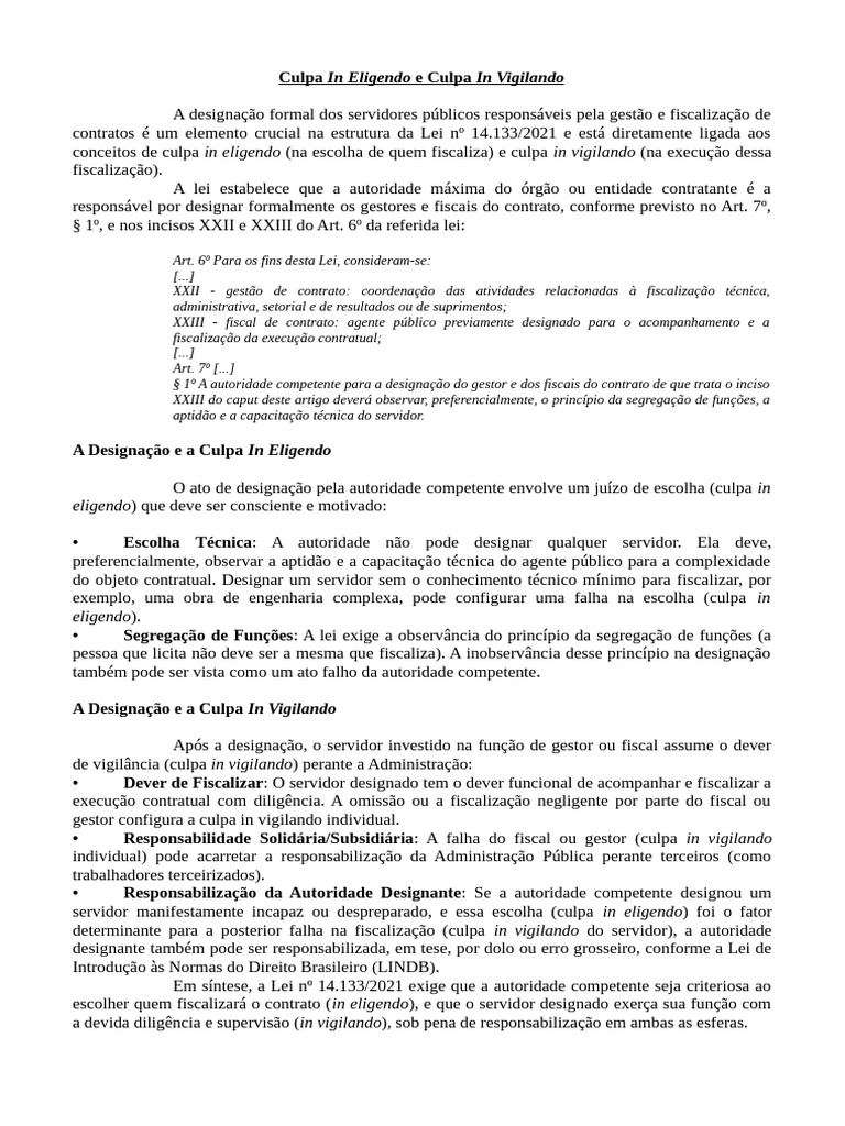 Culpa in Eligendo e Culpa in Vigilando | PDF | Justiça | Crime e Violência