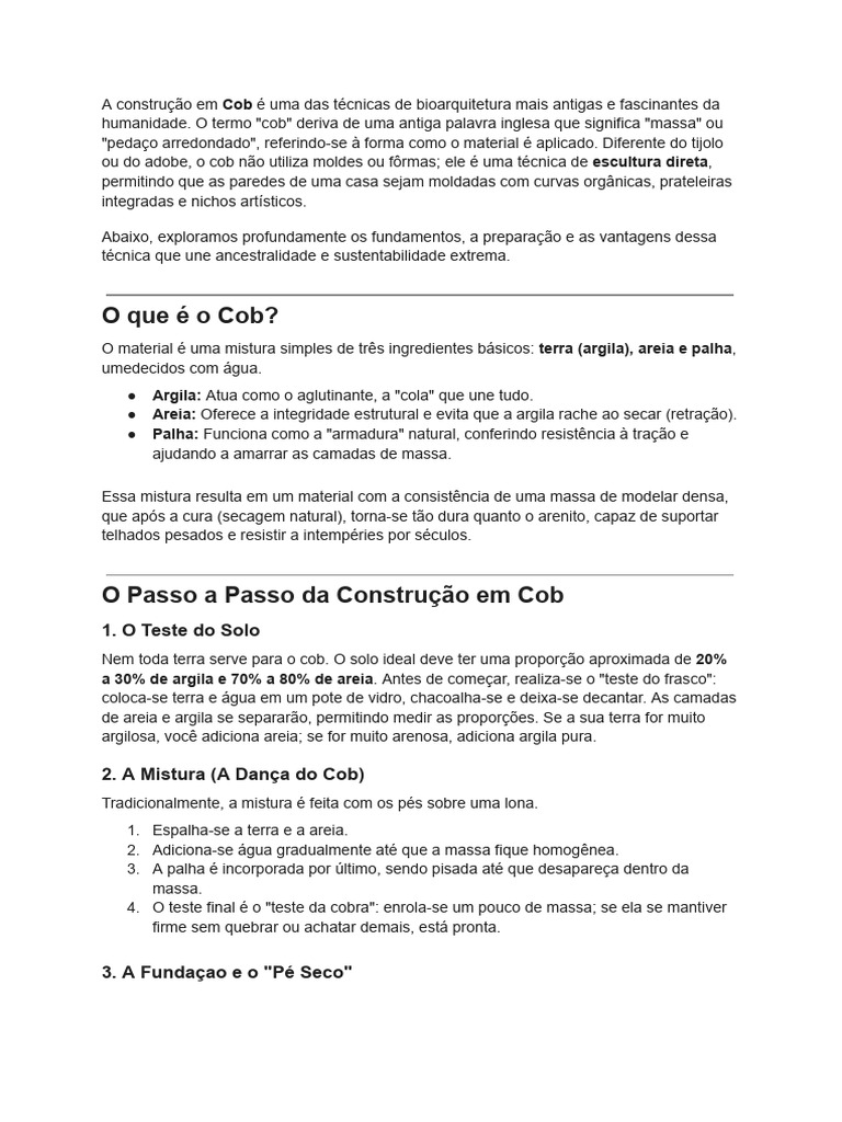 Construção COB | PDF | Materiais