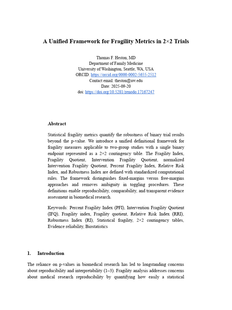 2025 A Unified Framework For Fragility Metrics in 2×2 Trials | PDF | P ...