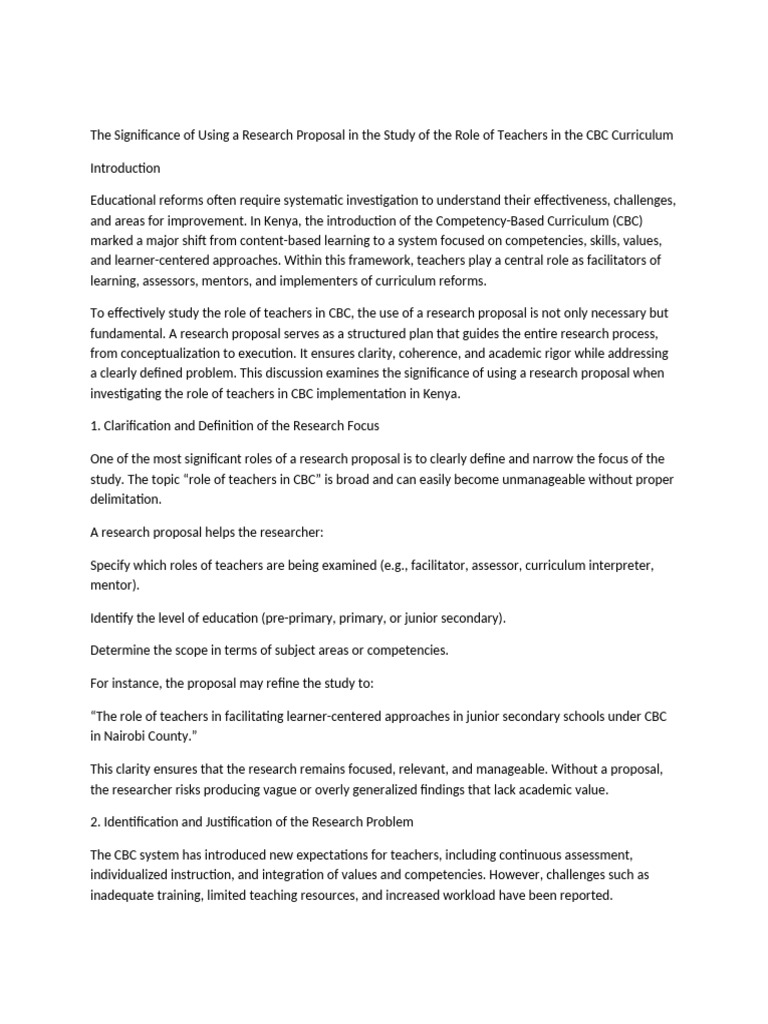 The Significanc of Using Research Propsal in The Role of Teachers | PDF ...
