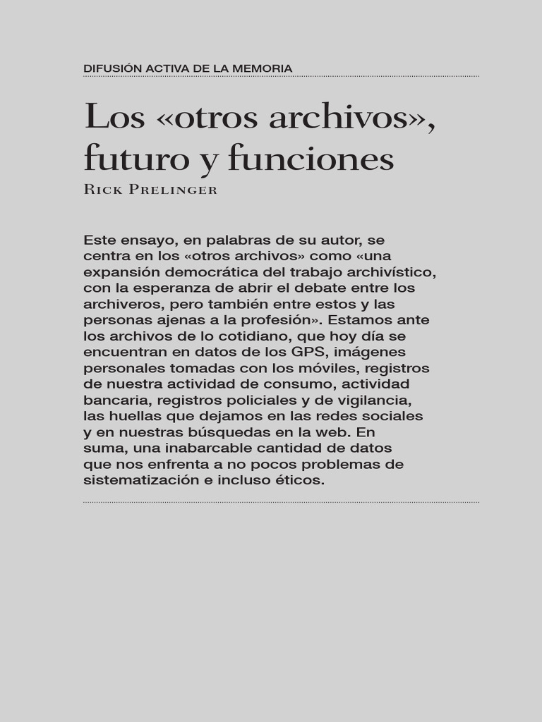 Los Otros Archivos - Prelinger | PDF | Memoria | Facebook