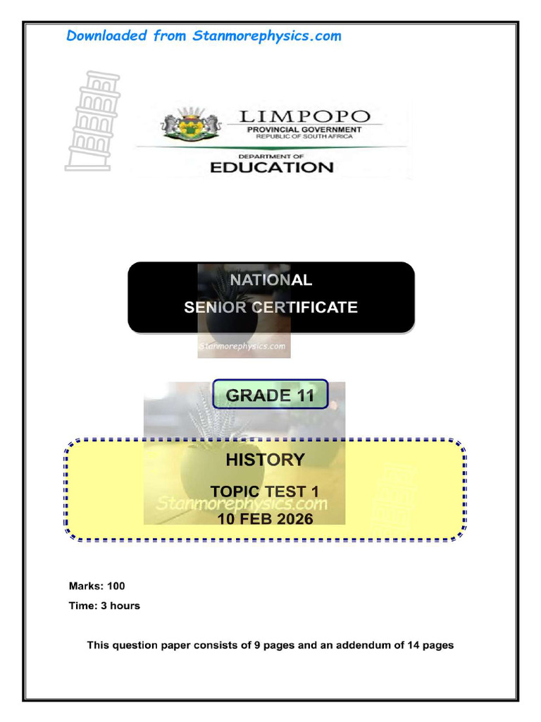 LP History Grade 11 TEST 1 Term 1 2026 Only | PDF