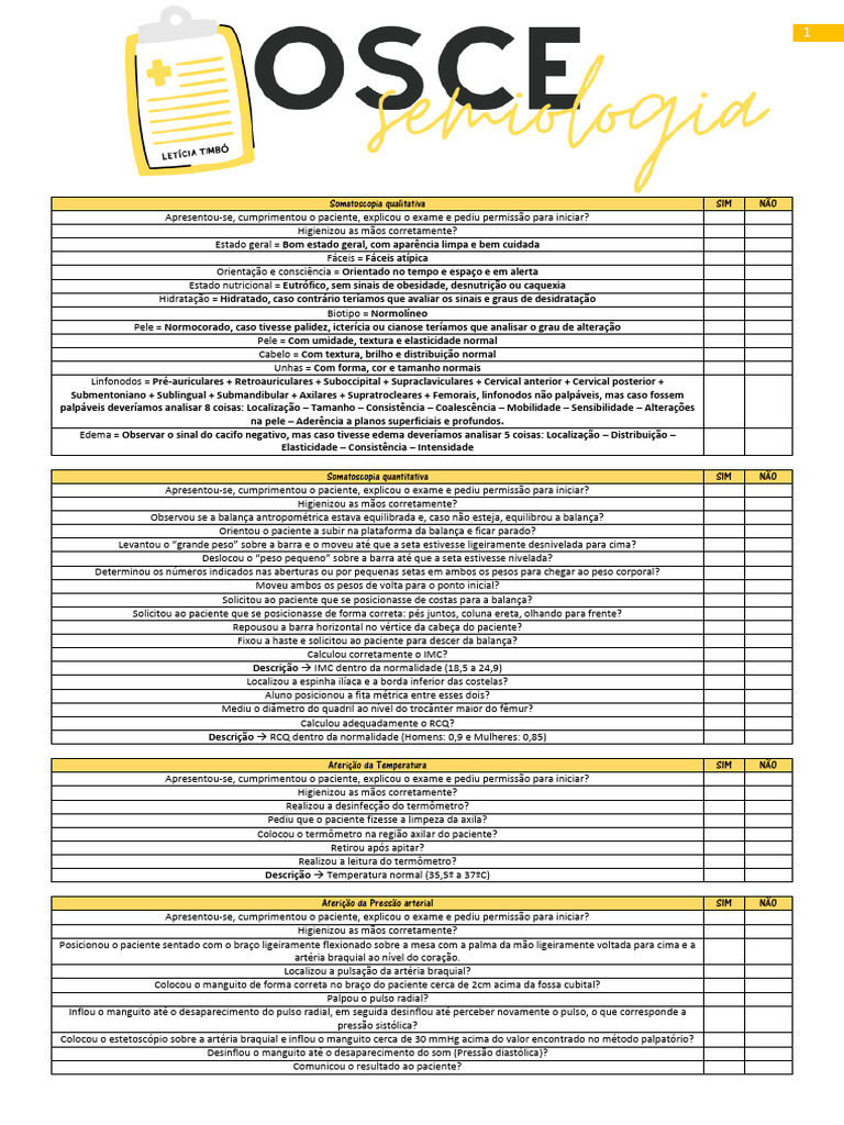 Checklist Osce 01 | PDF | Orelha | Sistema respiratório