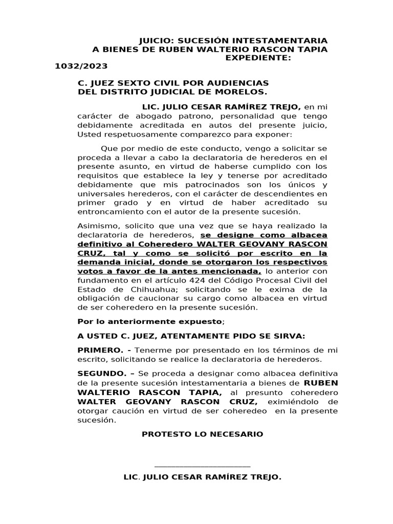 Declaratoria de Ruben Walterio Rascon Tapia Rev 1 | PDF