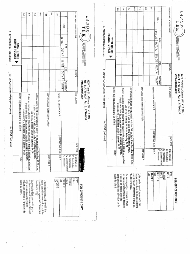 Blank Timesheet | PDF