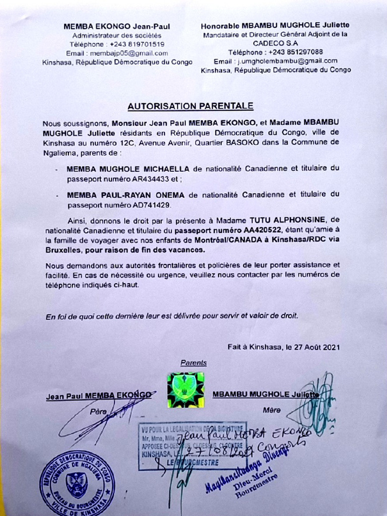 Autorisation Parentale MMJ | PDF