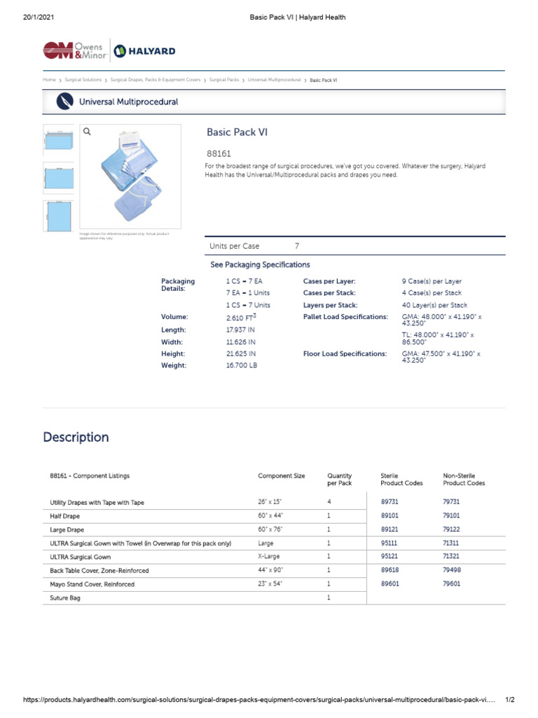 Basic Pack VI - Halyard Health | PDF