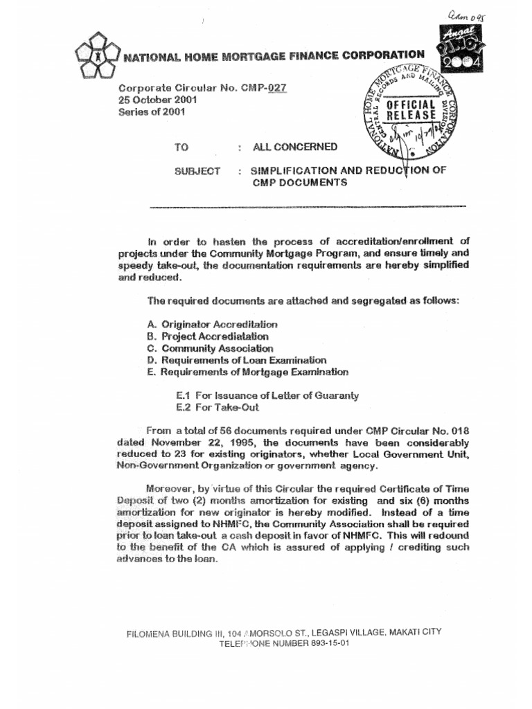 No. 027 Simplification and Reduction of CMP Documents | PDF