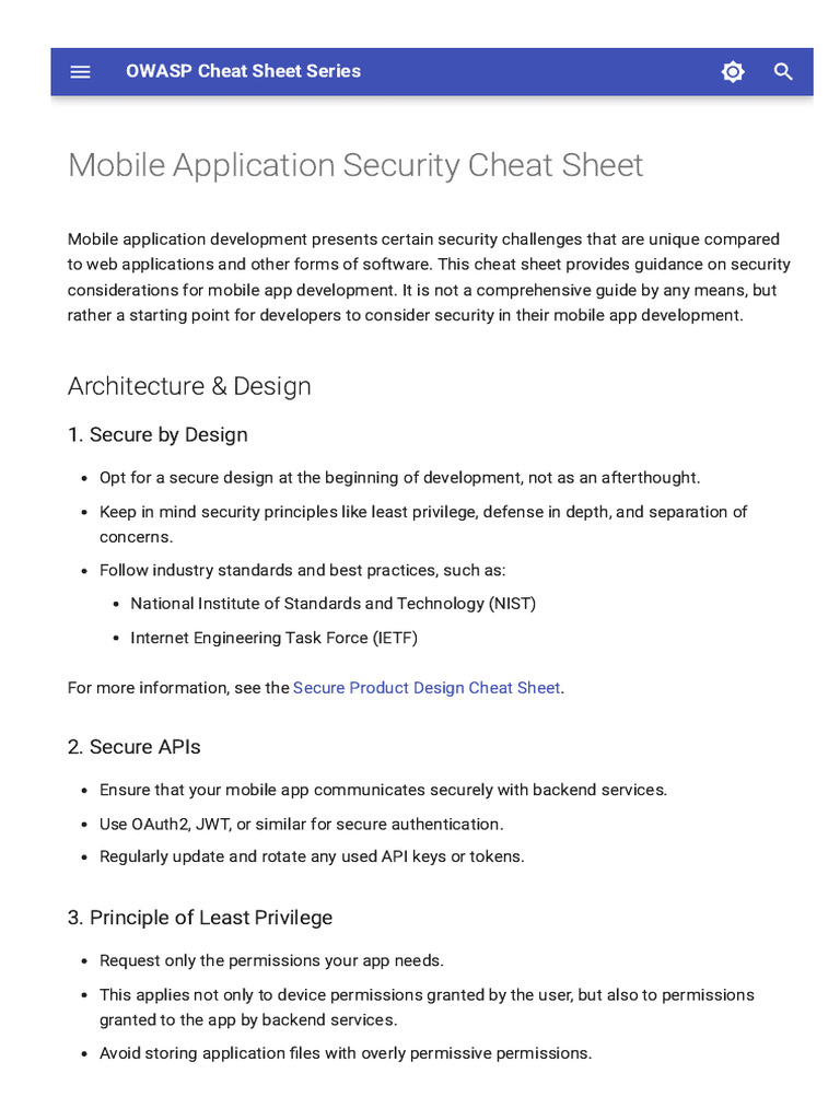 Cheatsheetseries Owasp Org Cheatsheets Mobile Application Security ...