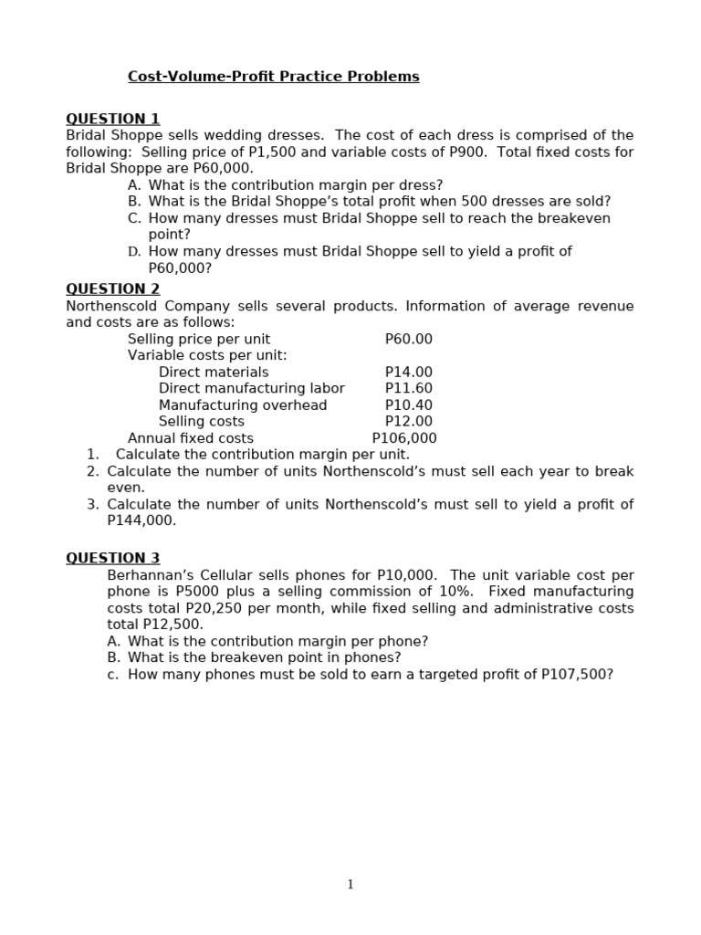 CVP Practice Problem | PDF