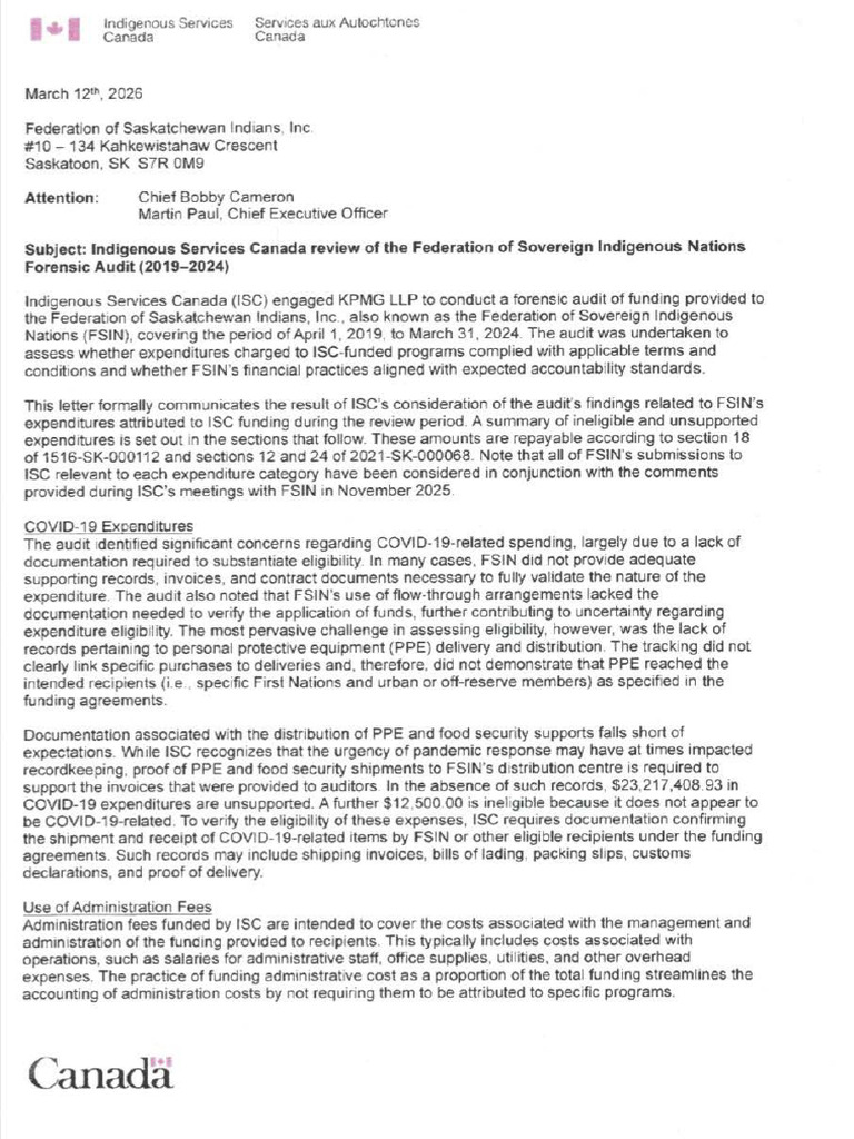 KPMG Forensic Audit of FSIN | PDF | Expense | Audit