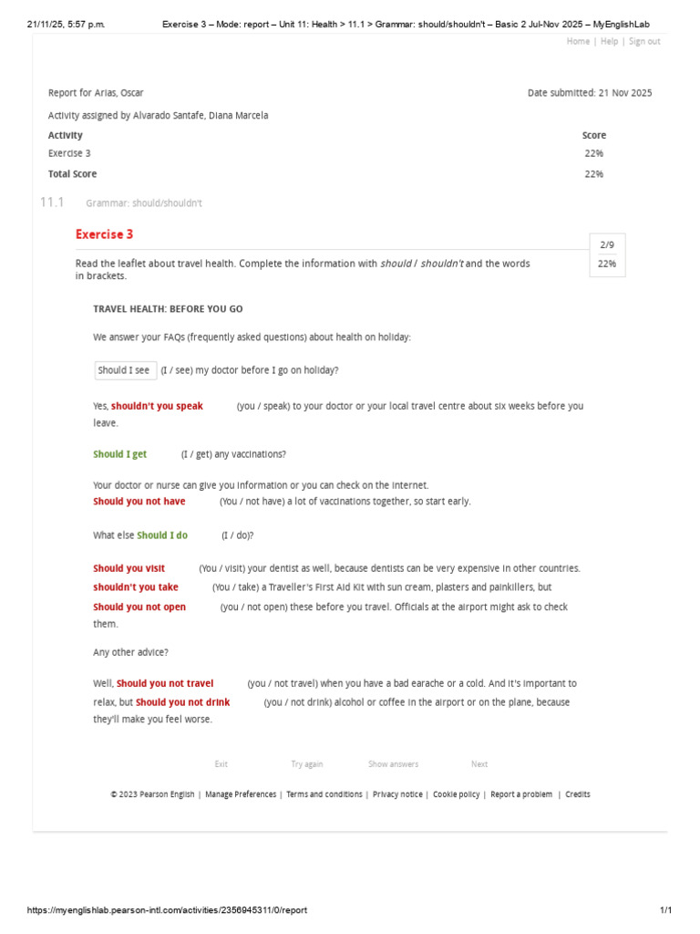 Exercise 3 - Mode - Basic 2 - MyEnglishLab | PDF