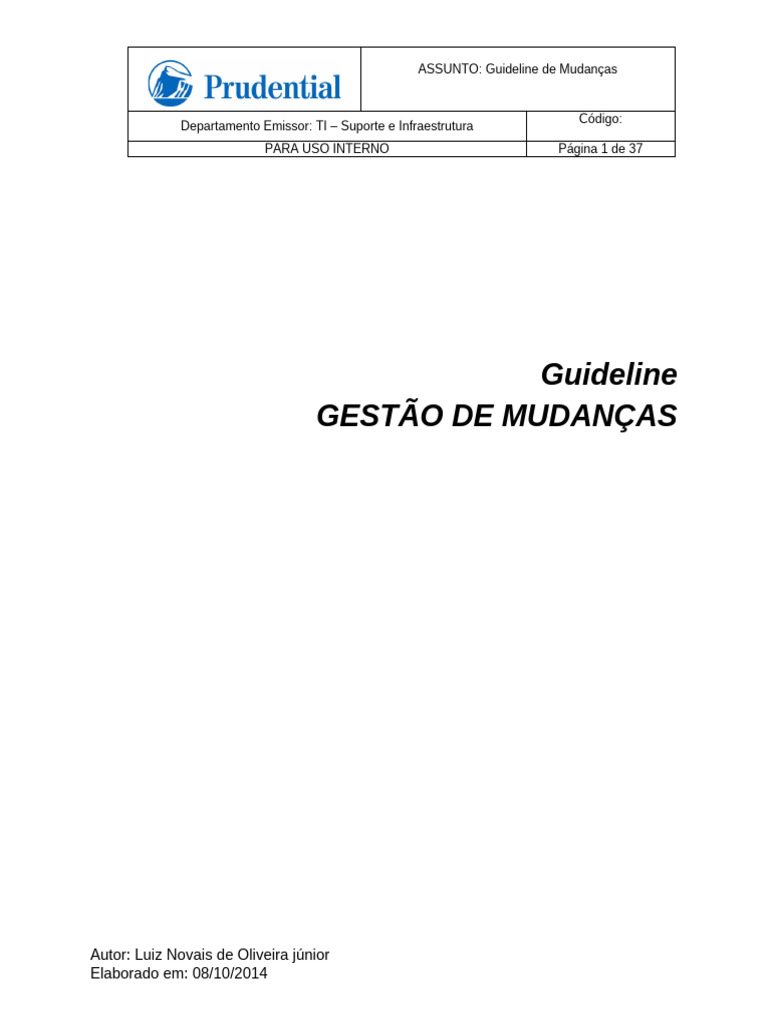Guideline Gestao de Mudancas Prudential v6 | PDF | Tecnologia da ...