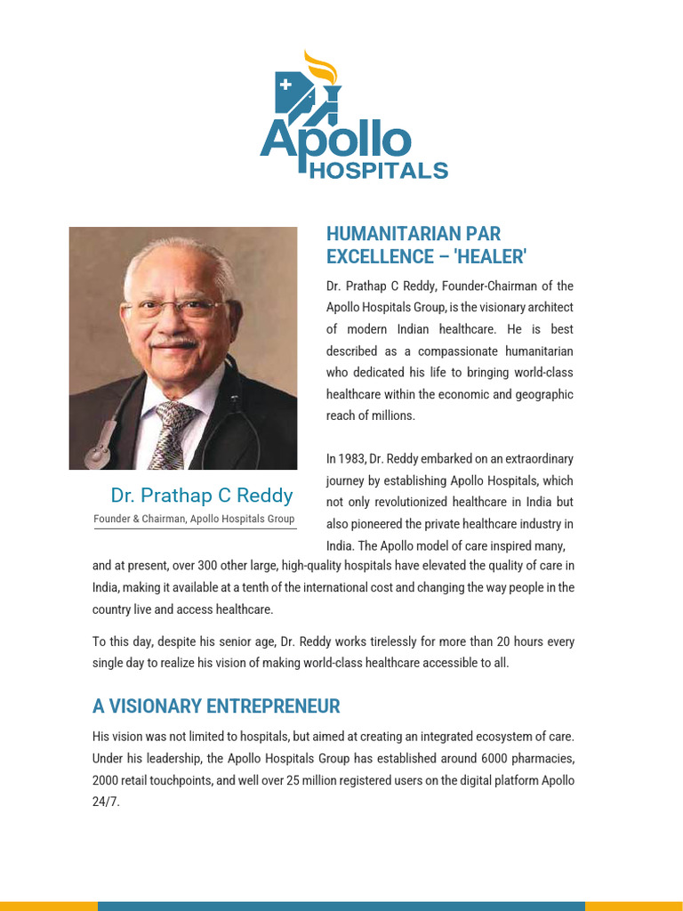 DR Prathap C Reddy Bio Profile 2025 | PDF | Social Programs | Health Care
