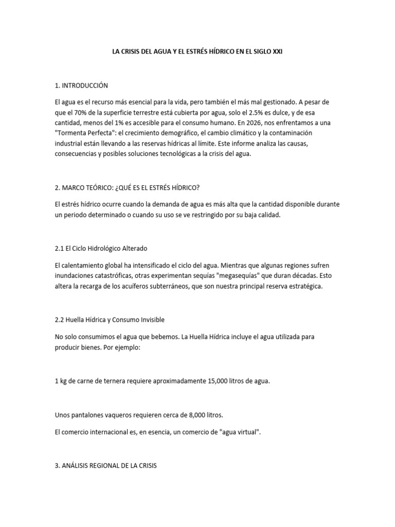 La Crisis Del Agua y El Estrés Hídrico en El Siglo Xxi | PDF | Agua ...