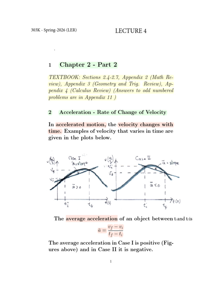 4 LECT (4) Ch2.2 (2) Accel | PDF | Acceleration | Velocity