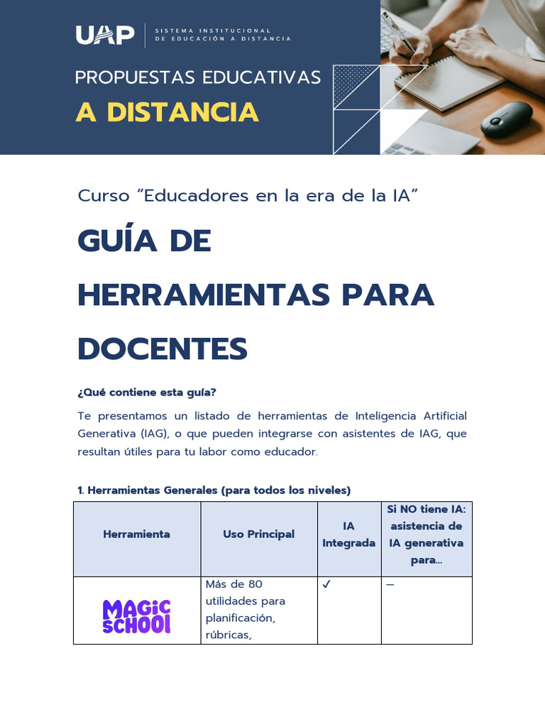 Guía de Herramientas de IAG Para Docentes | PDF | Inteligencia ...