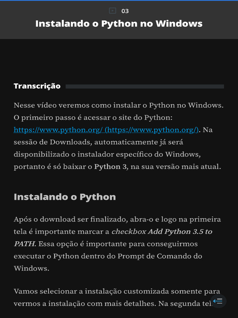03. Instalando o Python No Windows | PDF