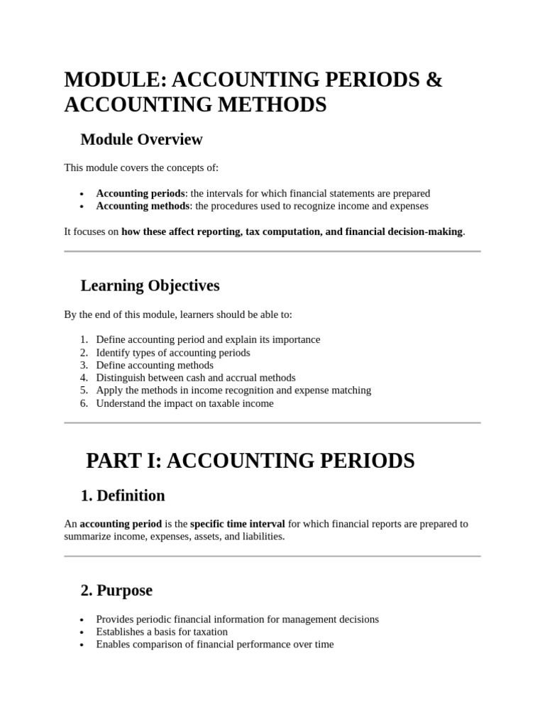 Accounting Periods & Accounting Methods | PDF | Basis Of Accounting ...