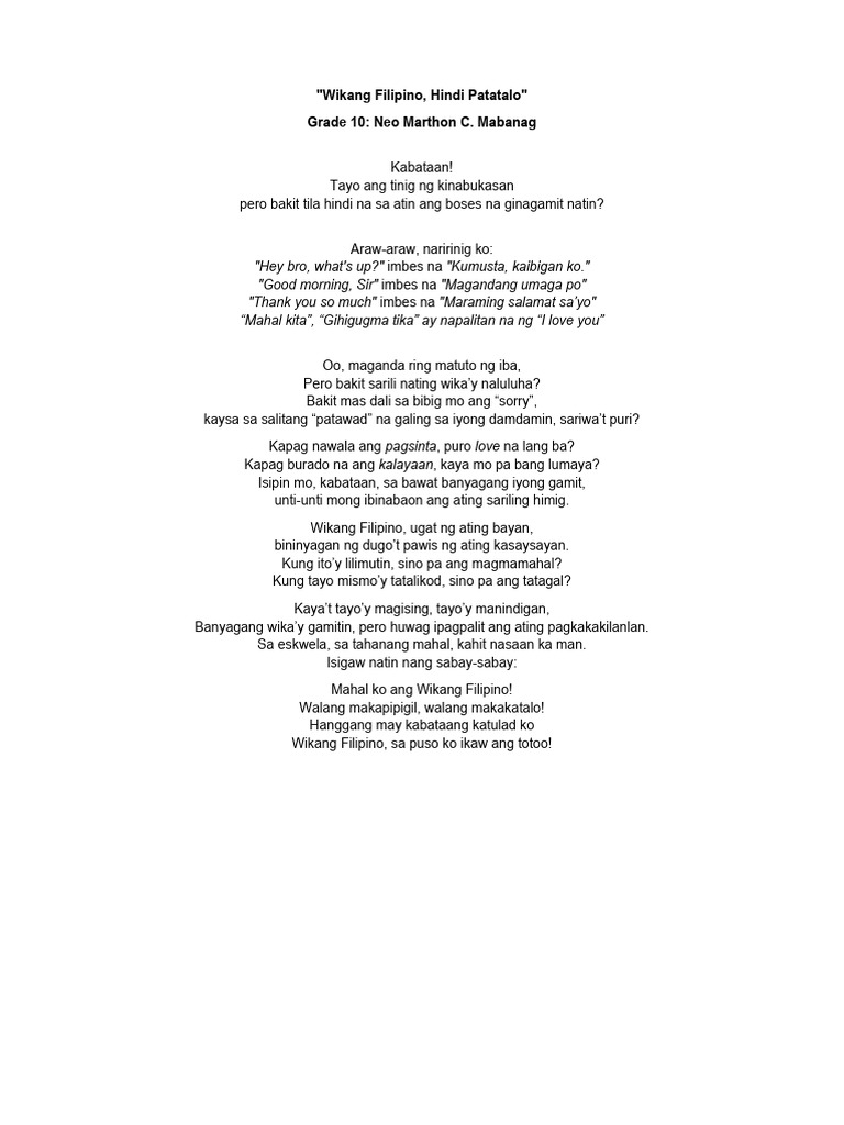 Wikang Filipino | PDF