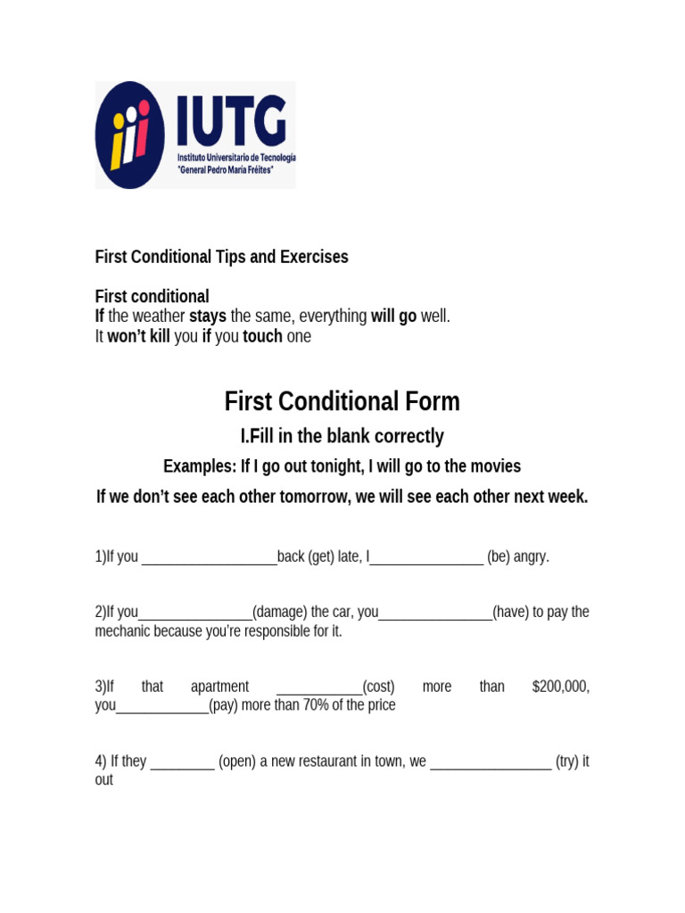 First Conditional Tips and Exercises | PDF
