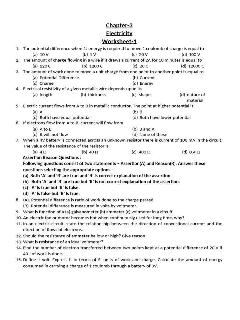Worksheet 1 | PDF