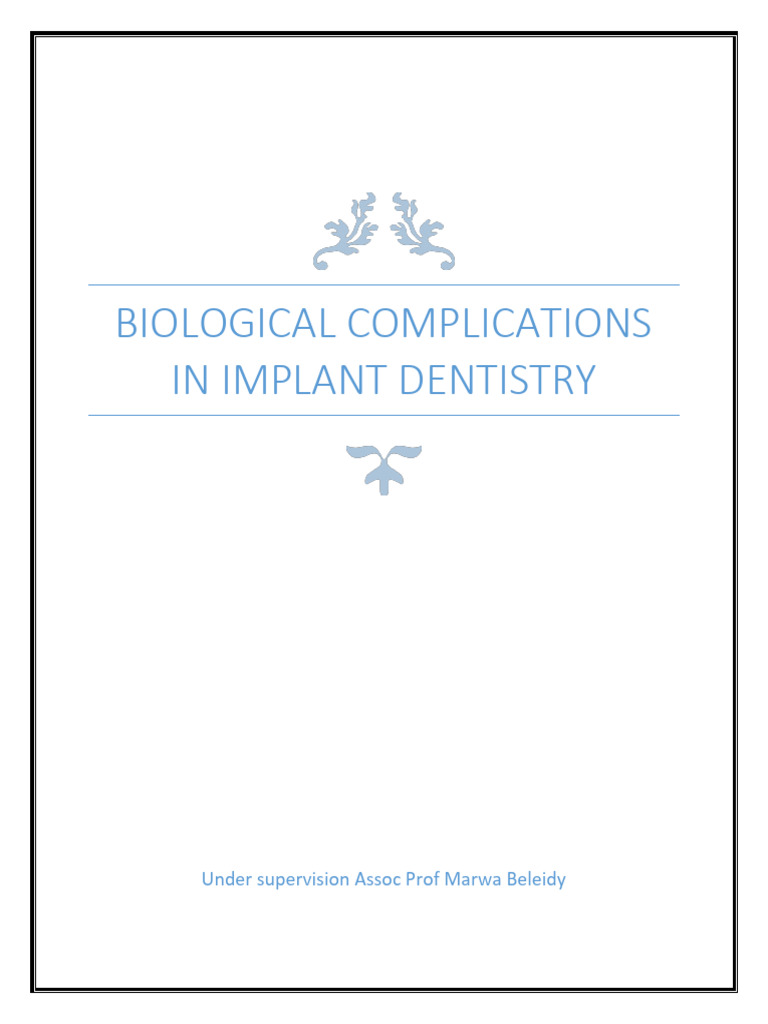 Biological Complications in Implant Dentistry Final | PDF | Dental ...