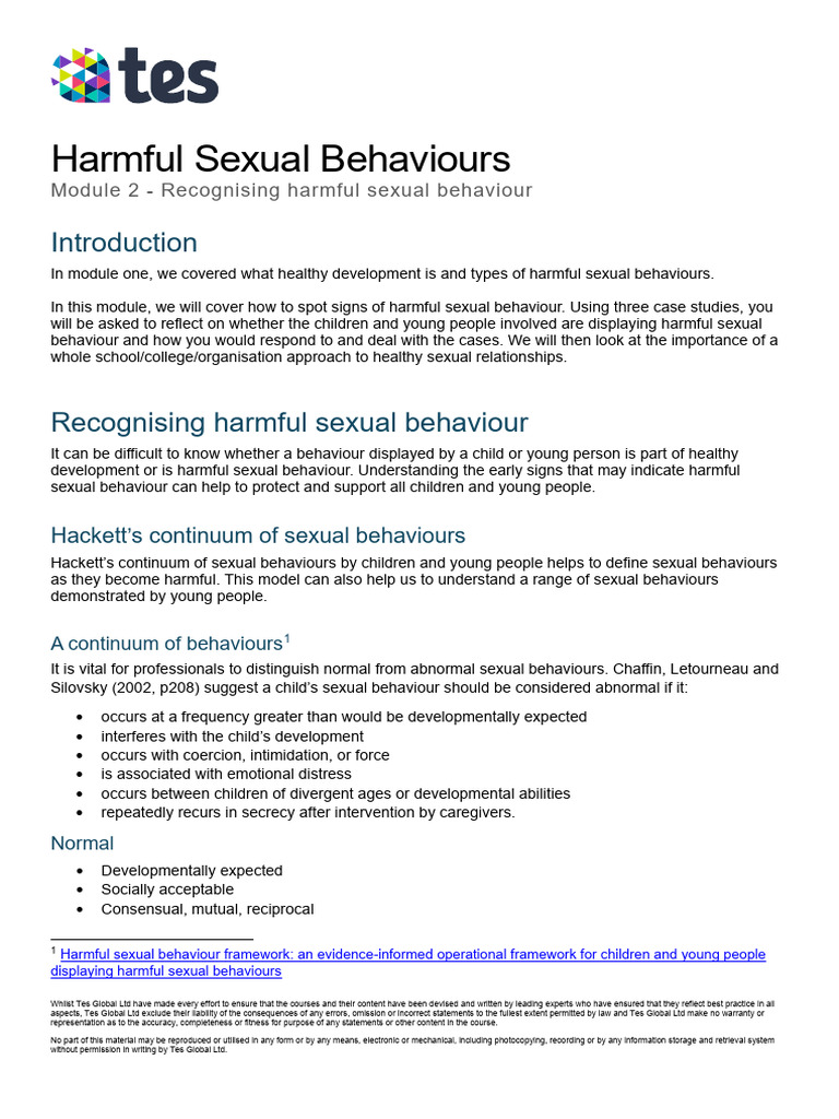 Harmful Sexual Behaviours | PDF | Human Sexual Activity | Adolescence