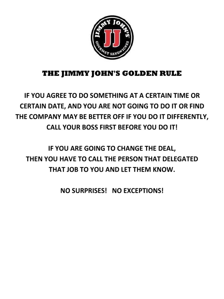 Jimmy Johns Golden Rule | PDF | Cognition | Social Psychology